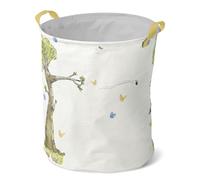 Classic Winnie Nursery Storage Basket Large Barrel Shaped Canvas Laundry Hamper with Waterproof PE Coating Foldable Bathroom and Bedroom Set Clothes Toys Bin (Beige)