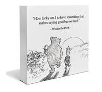 Classic Winnie the Pooh Wood Box Sign Desk Art Decor Retro How Lucky Am I to Have Something Quotes Sayings Wood Block Desk Sign Home Nursery Table Shelf Wall Decor 5x5 Inch
