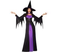 amscan 9908291 Adult Ladies Classic Purple Witch Fancy Dress Halloween Costume & Hat Book Week Outfit (UK Dress Size 8-10)