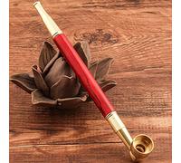 Classic Wood Smoking Pipe with Tamper Tool and Pouch, 6-Inch Tobacco Accessory Kit, Red.