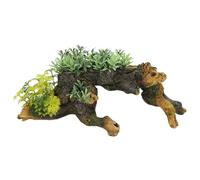 CLASSIC Wood with Plants Aquarium Ornament - 328 x 130 x 130mm | Hand-Painted Resin Decoration for Freshwater Fish Tanks & Aquascapes
