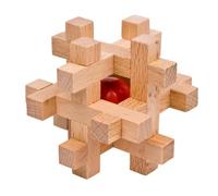 Classic Wooden Burr Puzzle Brain Teaser Interlocking Cube Game for All Ages
