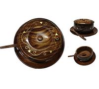 Classic Wooden Handmade Sugar Jar Jam Glossy Wooden Salt Sugar Bowl Pot Container Storage Antique Look with Lid and Spoon Kitchen Storage Dining Table Tea Party