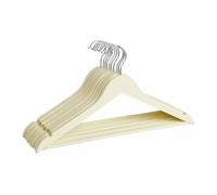 Classic Wooden Hangers, Cream White, Premium Clothes Storage, Pack of 10
