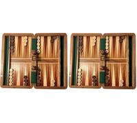 Classic Wooden Inlaid Backgammon Set - 36cm x 26cm, Includes Wooden Playing Pieces and Dice (Pack of 2)
