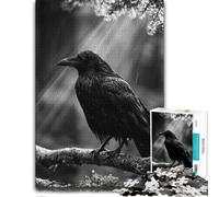 Classic Wooden Jigsaw, Adults, Black Raven Perched in Rain, 1000 Pieces | During puzzle time: Jigsaw Puzzle - colour and shape clues for organised assembly at your own pace.