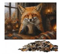 Classic Wooden Jigsaw, Adults, Happy Fox Drinking Tea, 1000 Pieces | Fresh-start puzzle gift: activity for family time on quiet evenings.