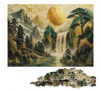Classic Wooden Jigsaw, Adults, Kintsugi Waterfall Nature, 1000 Pieces | Border-first building - easier piece organisation in spare time.