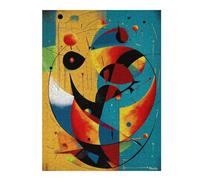 Classic Wooden Jigsaw Puzzle for Adults, Cosmic Crescents And Orbits - Mid-Century Modern Abstract Geometry, 500 PCS