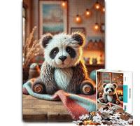 Classic Wooden Jigsaw Puzzle for Adults, Handmade Panda Teddy Bear, 300 PCS