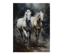 Classic Wooden Jigsaw Puzzle for Adults, Horses Watercolor Art, 500 PCS