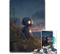 Classic Wooden Jigsaw Puzzle for Adults, Lonely Robot on A Hill, 500 PCS