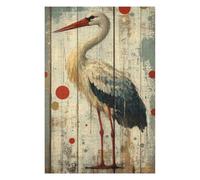 Classic Wooden Jigsaw Puzzle for Adults, Stork on Weathered Wood Rustic Stork Decor, 1000 PCS