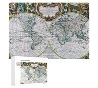Classic Wooden Jigsaw Puzzle for Adults, Vintage World Map Wallpaper HD, 300 PCS