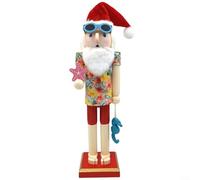 Classic Wooden Nutcracker Santa Claus 15 Inch Figure for Festive Table and Christmas Seasonal Decoration (D)