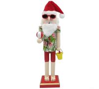 Classic Wooden Nutcracker Santa Claus 15 Inch Figure for Festive Table and Christmas Seasonal Decoration (E)