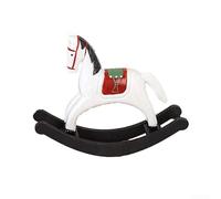 Classic Wooden Rocking Horse Ornament Featuring Hand-Applied Details and Time-Honored Design Elements (White)