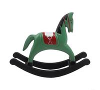 Classic Wooden Rocking Horse Ornament Featuring Hand-Applied Details and Time-Honored Design Elements (Green)