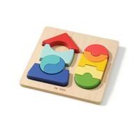 Classic Wooden Shape Matching Puzzle With Flat And Raised Geometric Pieces For Fine Motor Skills And Spatial Reasoning Suitable For Nursery School Use