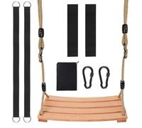 Classic Wooden Tree Swing Seat,Outdoor Tree Swing for Adults and Kids,Wooden Swing Seat with Strong Rope,Indoor/Outdoor Swing Seat for Garden, Patio, or Front Porch