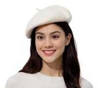 Classic Wool Beret Hats for Women Man Painter hat French Beret for Man Woman Warm Winte., White, 7.125