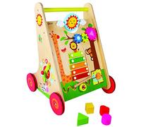Classic World - Baby Wooden Learning Walker Push Along Toy with Colourful Activity Centre