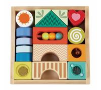 Classic World Explanation Blocks - 18-Piece Sensory Discovery Set with 8 Interactive Functions - Wooden Learning Blocks for Fine Motor Skills, Imagination & Early Development - Suitable from 9 Months+