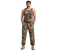 Classic World Men's Camouflage Vest and Cargo Jogger Pants Set Fleece Lined Hunting Suit Woodland Camo Outdoor Tracksuit with Cargo Pockets