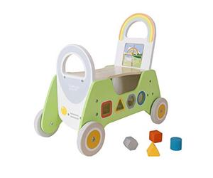 Classic World - Two in One Rider Walker - First Steps Baby Walker with Colourful Building Blocks - Push Along Baby Toy - Walker with Shape Sorter - Suitable for 18 Months+