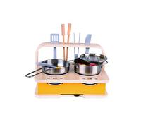 Classic World Wooden 2-In-1 Tabletop Kitchen, Portable Role Play Kitchen for Children, 23 Accessories & Storage Included, 32 x 23 x 8 cm, 3 Years+