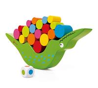 Classic World - Wooden Crocodile - Animal Balancing and Stacking Toys - 20 Multicoloured Stacking Cylinder Blocks - Teaching Aids for Preschool Learning - Suitable For 3-Year-Olds+