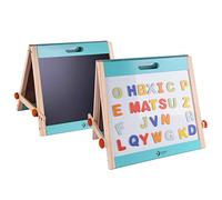 Classic World Wooden Double-Sided Multi-Functional Table Top Art Easel, Foldable, Includes Magnetic Drawing Whiteboard & 26 Letters, Chalkboard, 51 x 33 x 41 cm, 3 Years+