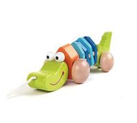 Classic World Wooden Flexible Crocodile Pull Along Toy, Colourful Walk-Along Alligator for Babies, Toddlers, Kids, Develops Fine Motor Skills and Color Recognition, 26 cm, 1 Year+
