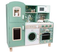 Classic World Wooden Large Vintage Green Floral Kitchen Set for Girls and Boys, Non-Toxic Paint, Pretend/Role Play Cooking, 3 Years+, 15 Pieces, 91 x 34 x 90 cm