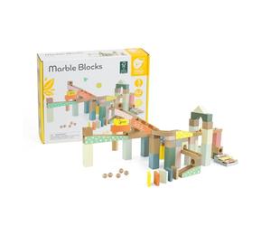 Classic World Wooden Marble Track Construction Set - 62-Piece Build-Your-Own Marble Run with Ramps, Blocks & Tracks - STEM Learning Toy for Creativity, Problem-Solving & Fine Motor Skills