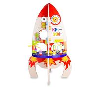 Classic World Wooden Multi-Activity Rocket, Interactive & Educational Preschool Montessori Toy, 37 x 37 x 62 cm, 18 Months+