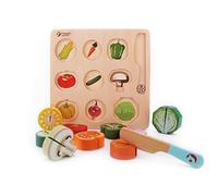 Classic World - Wooden Play Food - Cutting Vegetable Puzzle Toy- 20 pieces Colourful Kitchen Pretend Playset - Wooden Cutting Fruit and Veg Toys - Educational Learning Toys - Suitable for 18 Months +