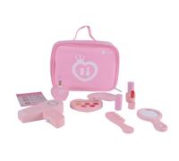Classic World Wooden Pretend Play/ Role Play Mini Make Up Set, Includes Eye Shadow, Lipstick, Perfume, Nail Polish, Comb, Mirror, Hair Dryer and Vanity Case, 12-Pieces Set, Pink