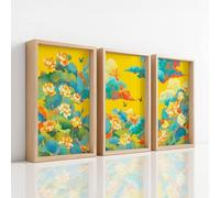 Classic Yellow Wall Art Fantasy Prints for Home Decor Golden Lotus Radiant Canvas Prints Artwork Hanging Pictures for Bedroom Bathroom Living Room Hallway Kitchen or Office