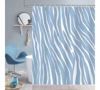 Classic Zebra Print Shower Curtain 90X180Cm - Waterproof Modern Art Decoration Bathtub Curtain - Wildlife Fur Pattern Washable Bathroom Curtain with Hooks Blue