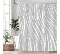 Classic Zebra Print Shower Curtain 90X180Cm - Waterproof Modern Art Decoration Bathtub Curtain - Wildlife Fur Pattern Washable Bathroom Curtain with Hooks Grey