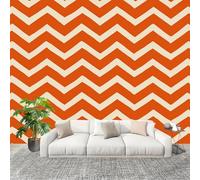 Classic Zigzag Stripes Mural Wallpaper for Living Room TV Backdrop Office Hotel Wall Decoration Poster Orange Color Wall Panoramic Mural Non-Woven Photo Wallpaper 300x210cm