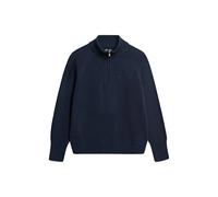 Classic zip neck cotton sweater for women Superdry Bleu M