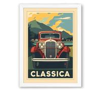 Classica Automotive Art Deco Framed Wall Art Print A1 (84.1×59.4cm) White, Wall Decor for Living Room, Bedroom, Office & Home, Ready to Hang, Art Gift