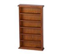 Classical 1/12 Scale Doll House Bookcase Natural Wood Miniature Book Shelf with Six Storage Spaces for Scene Arrangement Miniature Bookshelf for Doll House Furniture Model