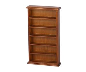 Classical 1/12 Scale Doll House Bookcase Natural Wood Miniature Book Shelf with Six Storage Spaces for Scene Arrangement Miniature Bookshelf for Doll House Furniture Model