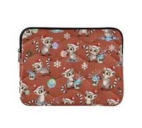 Classical 15 Inch 16 Inch Christmas Lemurs with Festive Elements Print Travel Laptop Sleeve Bag