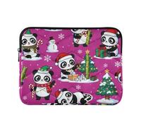 Classical 15 Inch 16 Inch Christmas Pandas with Festive Elements Print Travel Laptop Sleeve Bag