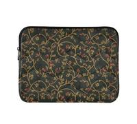 Classical 15 Inch 16 Inch Dark Green Floral Vine Pattern Print Travel Laptop Sleeve Bag