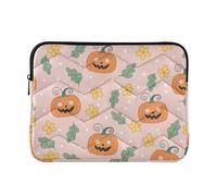 Classical 15 Inch 16 Inch Halloween Pumpkin with Flower Pattern Print Travel Laptop Sleeve Bag